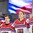 PLYMOUTH, MICHIGAN - APRIL 4: Team Czech Republic players sing along to their national anthem after a 4-2 win against team Switzerland during relegation round action at the 2017 IIHF Ice Hockey Women's World Championship. (Photo by Minas Panagiotakis/HHOF-IIHF Images)

